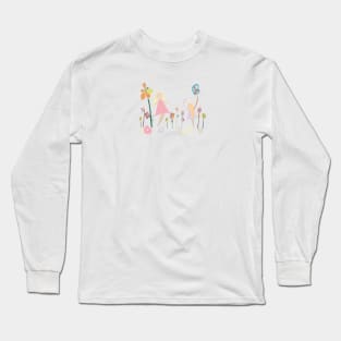 Mom and kids with flowers Long Sleeve T-Shirt